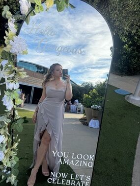 House of CB Pale Lavender Cowl Neck Ruffle High-Low Dress